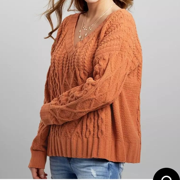 Daytrip Sweaters - Daytrip Women's Lg. Chenille Cable Knit Oversized Sweater Cozy Autumn/Fall Color